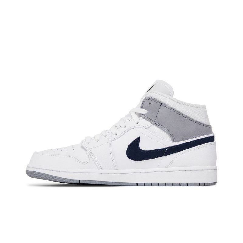 Air Jordan 1 Mid Hvit Grå Blå Herresko