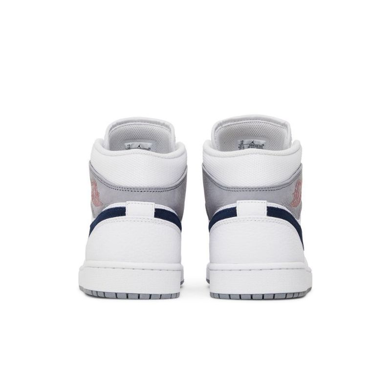 Air Jordan 1 Mid Hvit Grå Blå Herresko