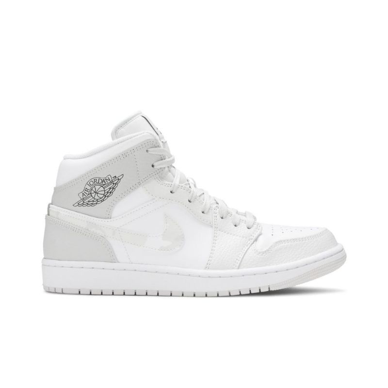 Air Jordan 1 Mid Hvit Grå Herresko