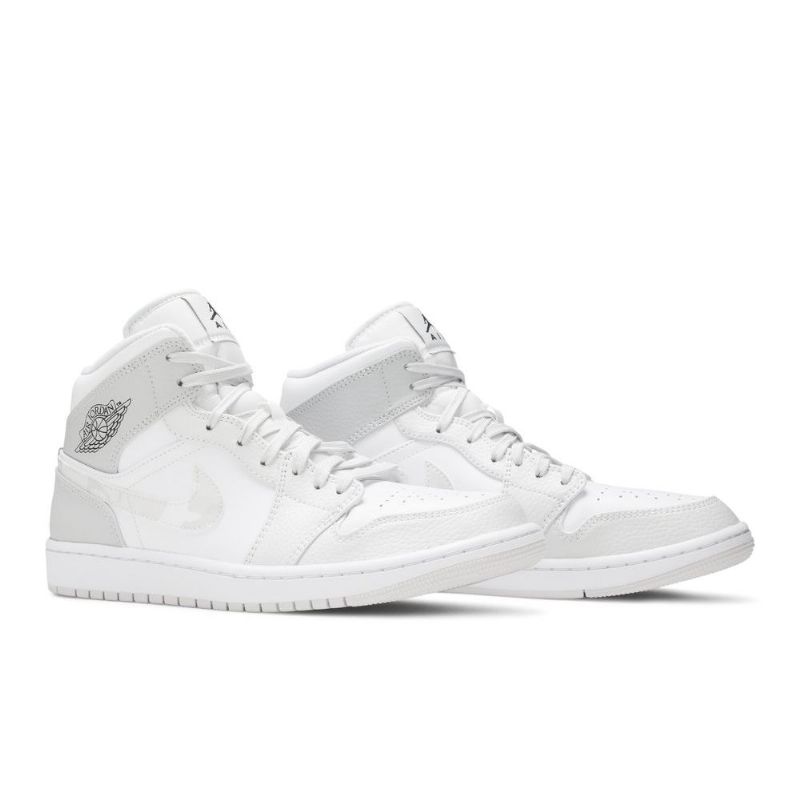 Air Jordan 1 Mid Hvit Grå Herresko