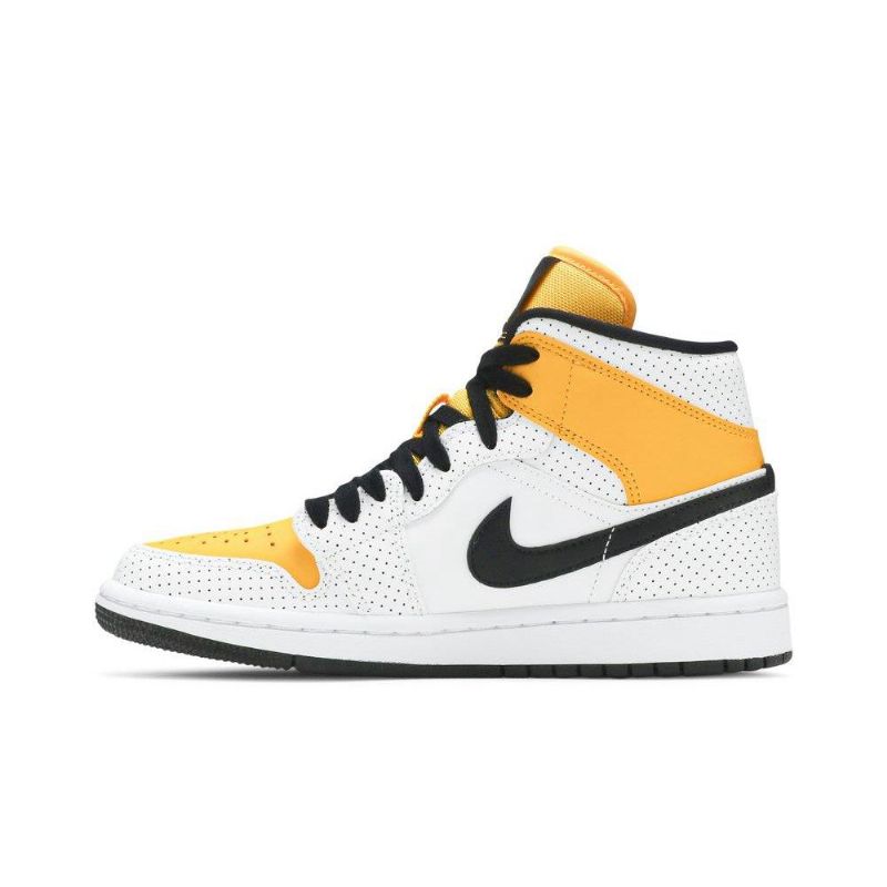 Air Jordan 1 Mid Hvit Gull Svart Damesko