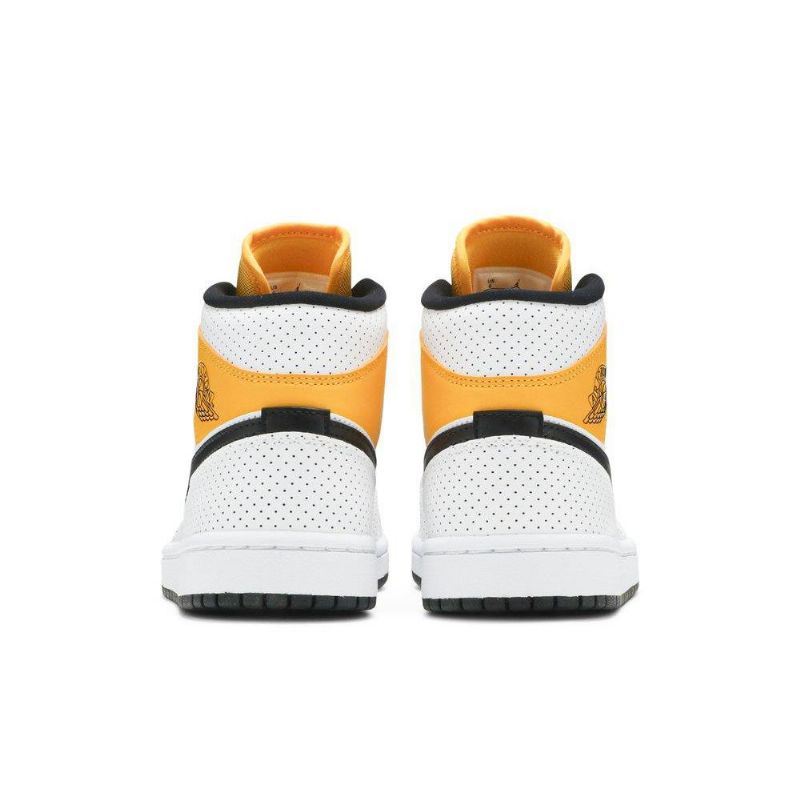 Air Jordan 1 Mid Hvit Gull Svart Damesko