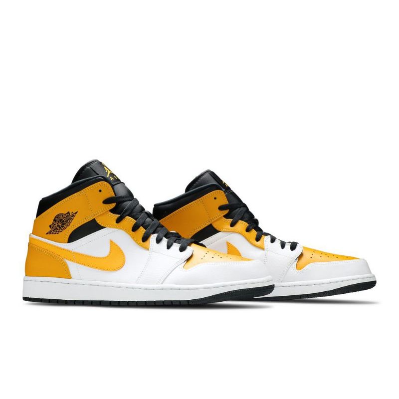 Air Jordan 1 Mid Hvit Gull Svart Herresko