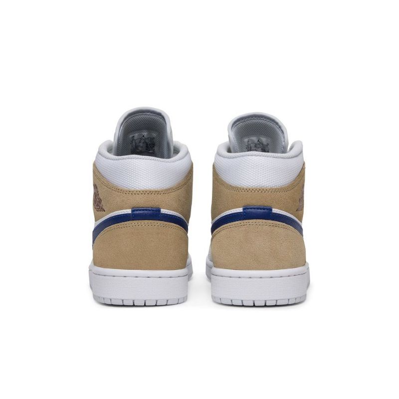 Air Jordan 1 Mid Hvit Khaki Blå Herresko