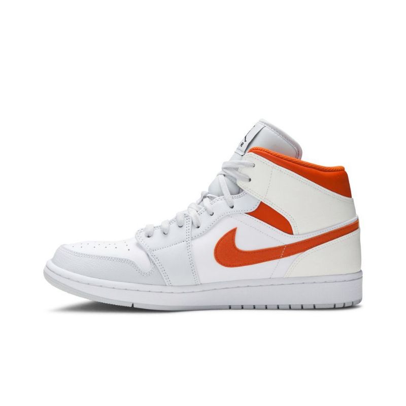 Air Jordan 1 Mid Hvit Oransje Herresko