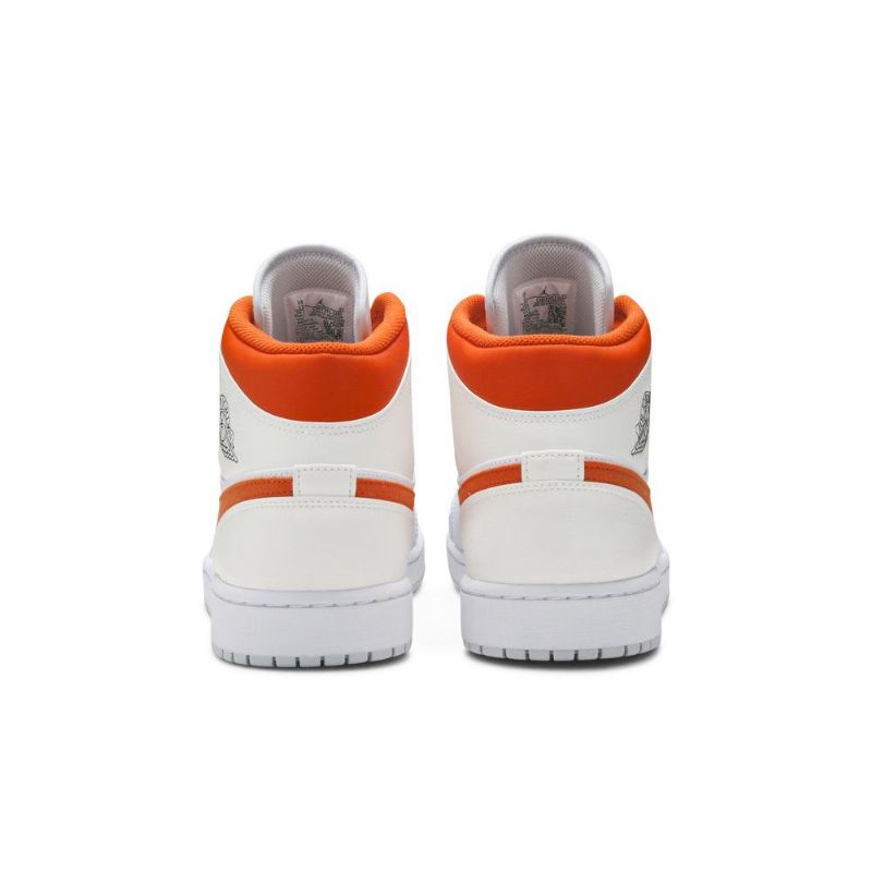 Air Jordan 1 Mid Hvit Oransje Herresko