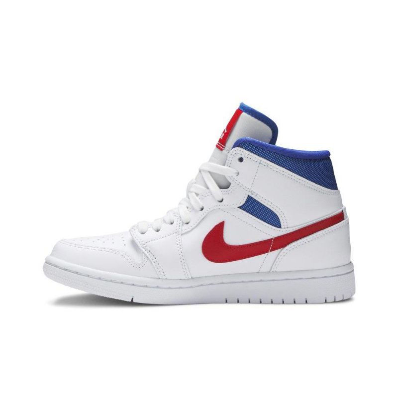Air Jordan 1 Mid Hvit Rød Blå Damesko