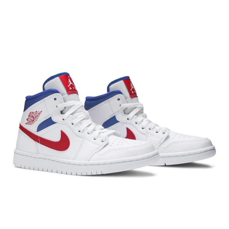 Air Jordan 1 Mid Hvit Rød Blå Damesko