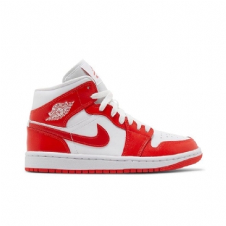 Air Jordan 1 Mid Hvit Rød Damesko