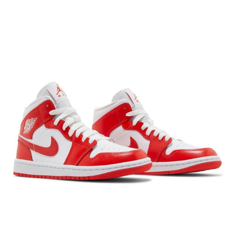 Air Jordan 1 Mid Hvit Rød Damesko