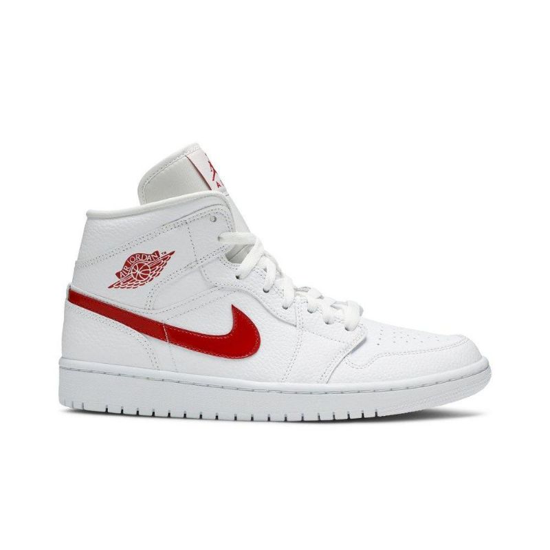 Air Jordan 1 Mid Hvit Rød Damesko
