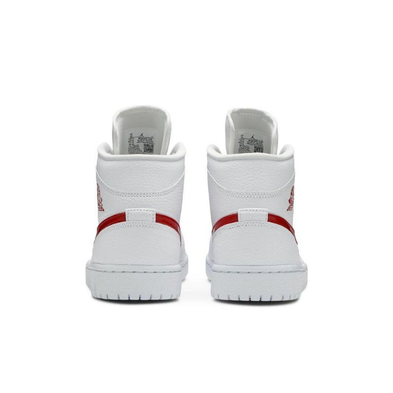 Air Jordan 1 Mid Hvit Rød Damesko