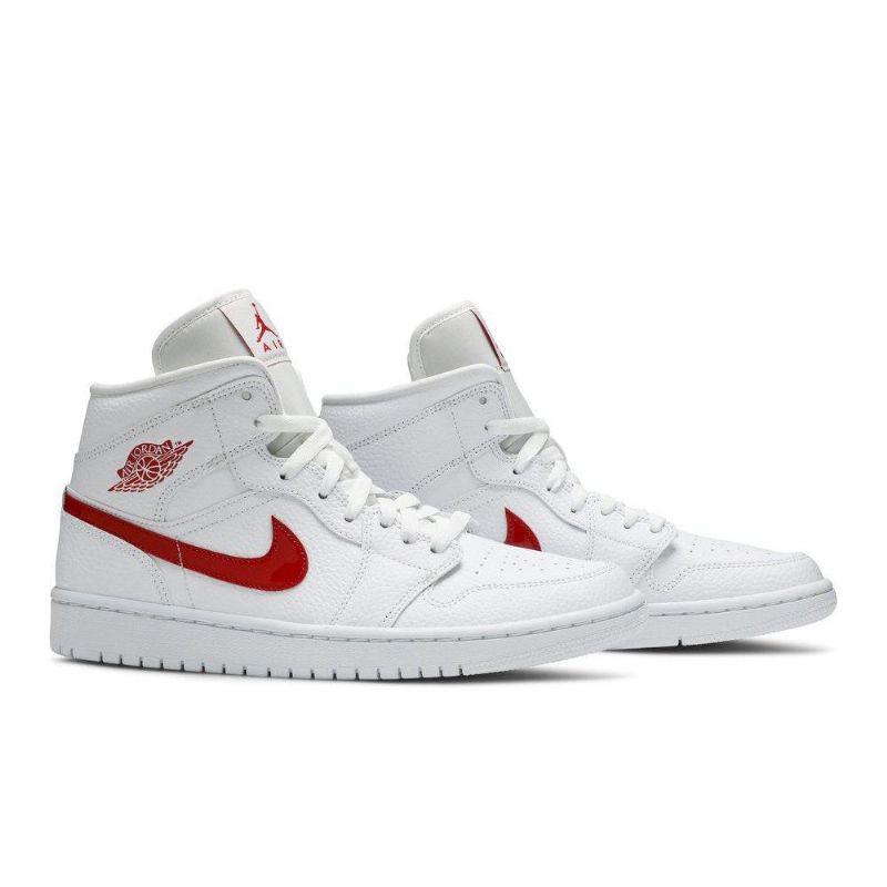 Air Jordan 1 Mid Hvit Rød Damesko
