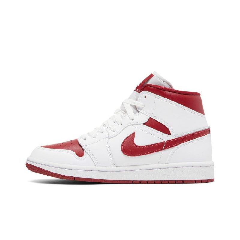 Air Jordan 1 Mid Hvit Rød Damesko