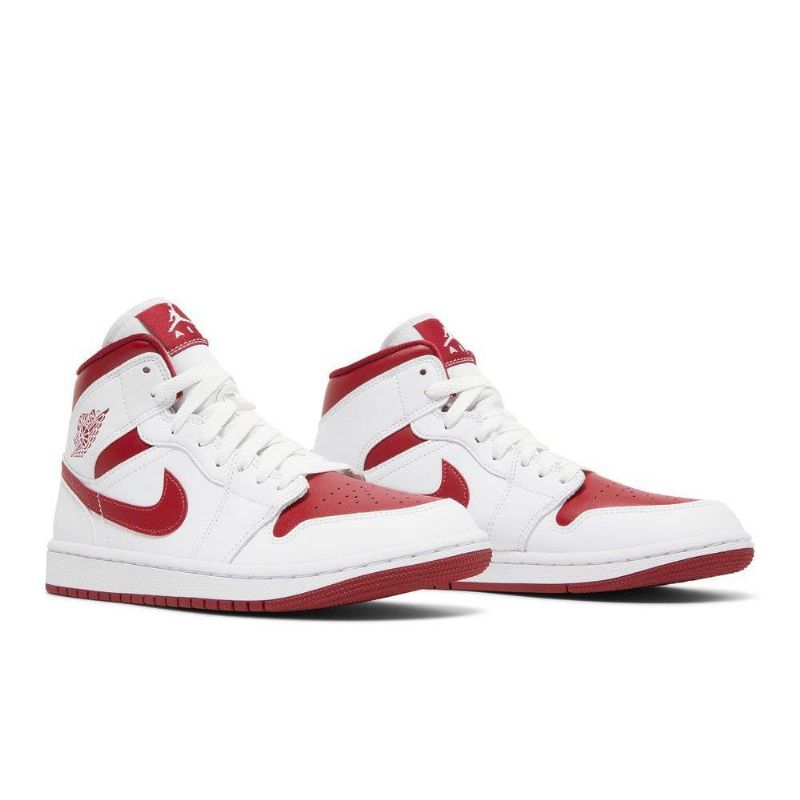 Air Jordan 1 Mid Hvit Rød Damesko