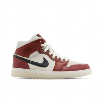 Air Jordan 1 Mid Hvit Rød Grønn Damesko