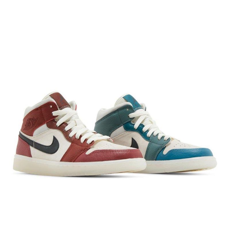 Air Jordan 1 Mid Hvit Rød Grønn Damesko