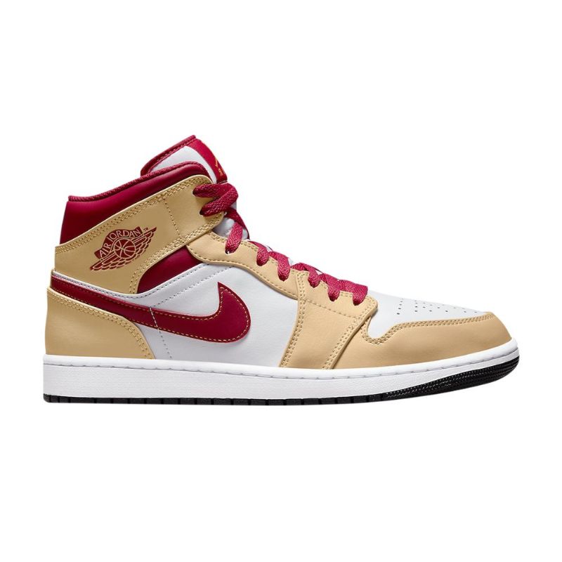 Air Jordan 1 Mid Hvit Rød Khaki Herresko