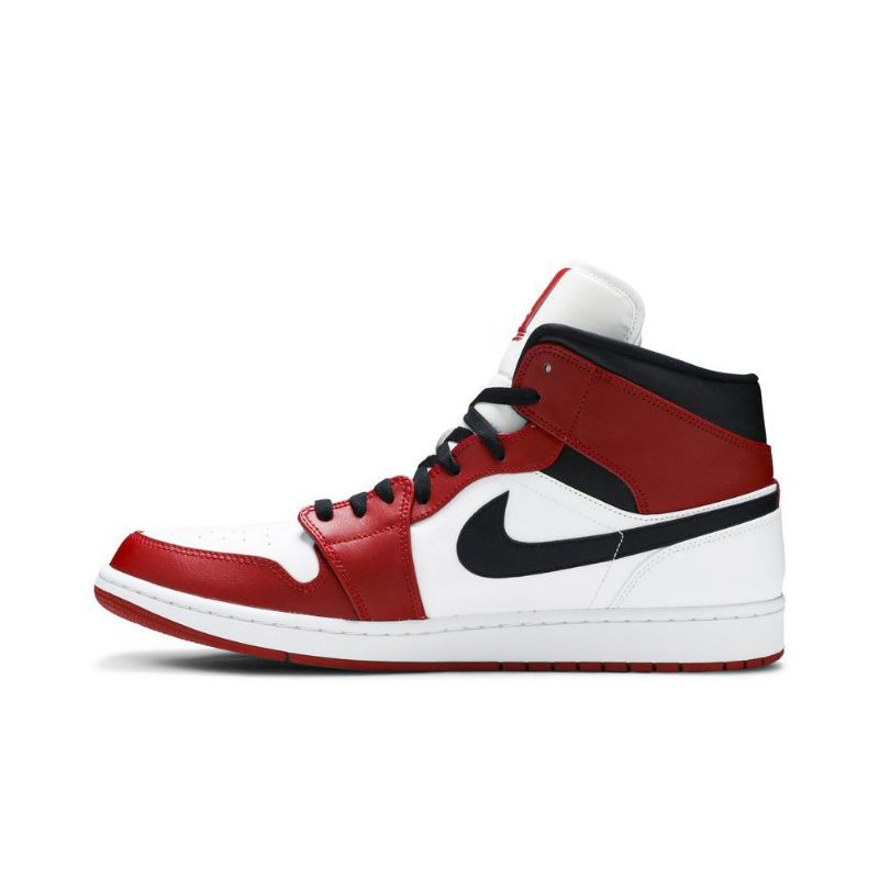 Air Jordan 1 Mid Hvit Rød Svart Herresko