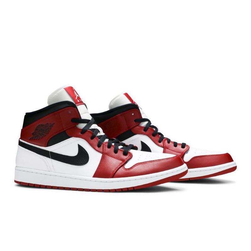 Air Jordan 1 Mid Hvit Rød Svart Herresko