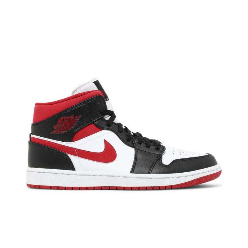 Air Jordan 1 Mid Hvit Rød Svart Herresko