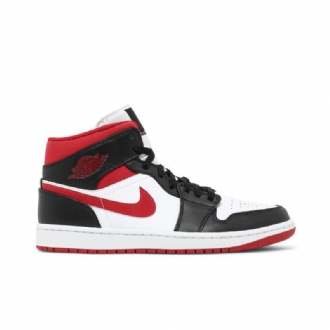 Air Jordan 1 Mid Hvit Rød Svart Herresko