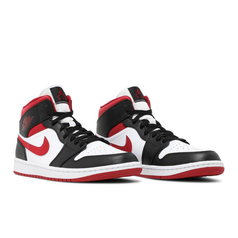 Air Jordan 1 Mid Hvit Rød Svart Herresko