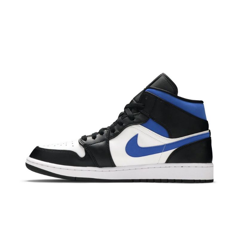Air Jordan 1 Mid Hvit Svart Blå Herresko