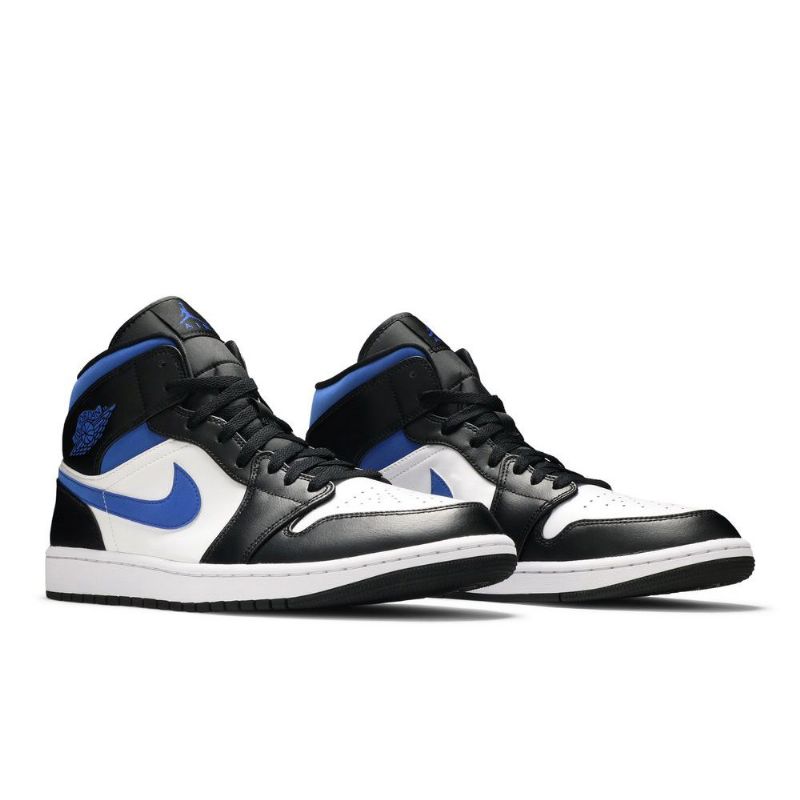 Air Jordan 1 Mid Hvit Svart Blå Herresko