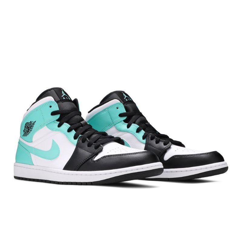 Air Jordan 1 Mid Hvit Svart Blå Herresko