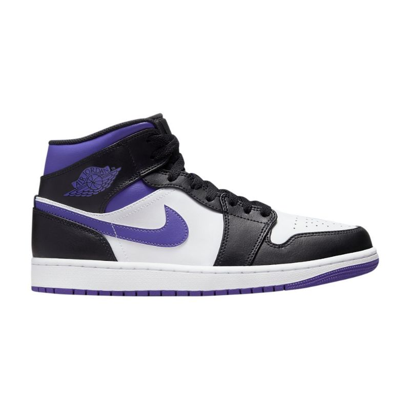 Air Jordan 1 Mid Hvit Svart Lilla Herresko