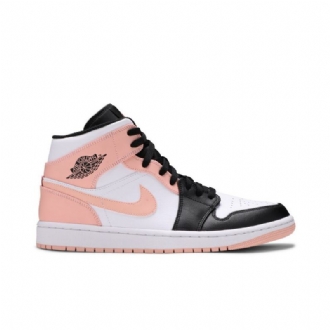 Air Jordan 1 Mid Hvit Svart Rosa Herresko