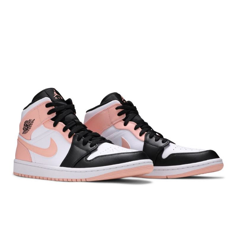 Air Jordan 1 Mid Hvit Svart Rosa Herresko