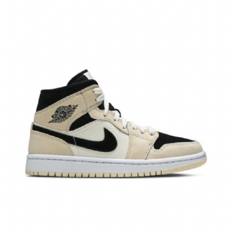Air Jordan 1 Mid Khaki Svart Hvit Damesko