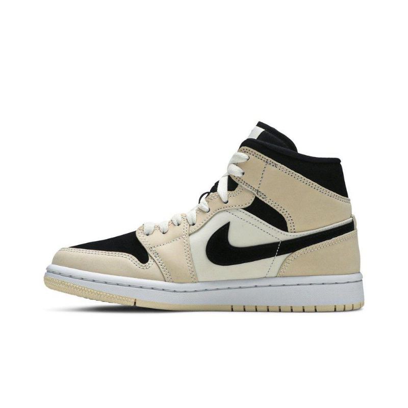 Air Jordan 1 Mid Khaki Svart Hvit Damesko