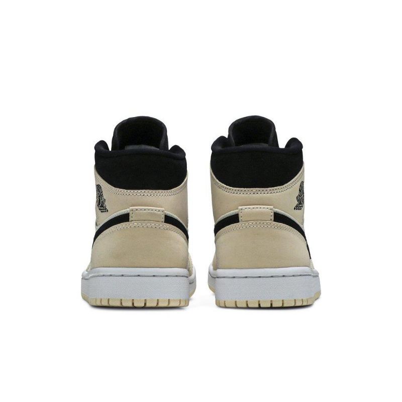 Air Jordan 1 Mid Khaki Svart Hvit Damesko