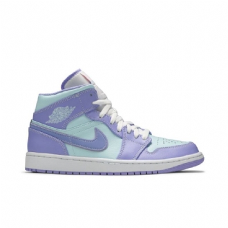 Air Jordan 1 Mid Lilla Blå Hvit Herresko