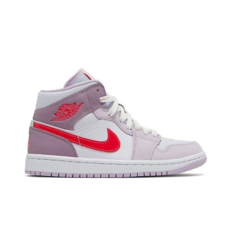 Air Jordan 1 Mid Lilla Hvit Rød Damesko