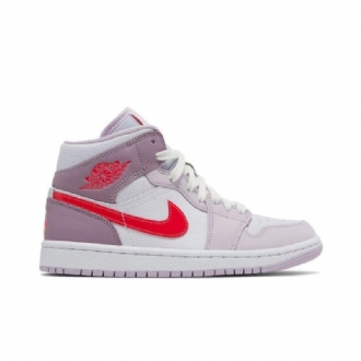 Air Jordan 1 Mid Lilla Hvit Rød Damesko