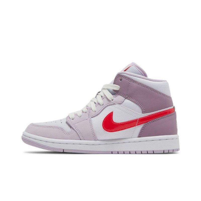 Air Jordan 1 Mid Lilla Hvit Rød Damesko