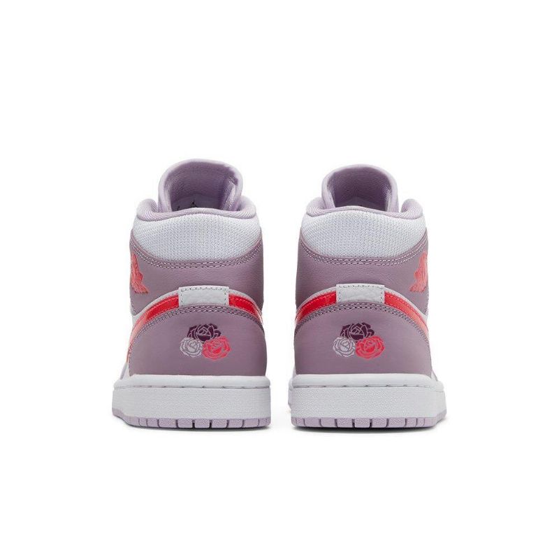 Air Jordan 1 Mid Lilla Hvit Rød Damesko