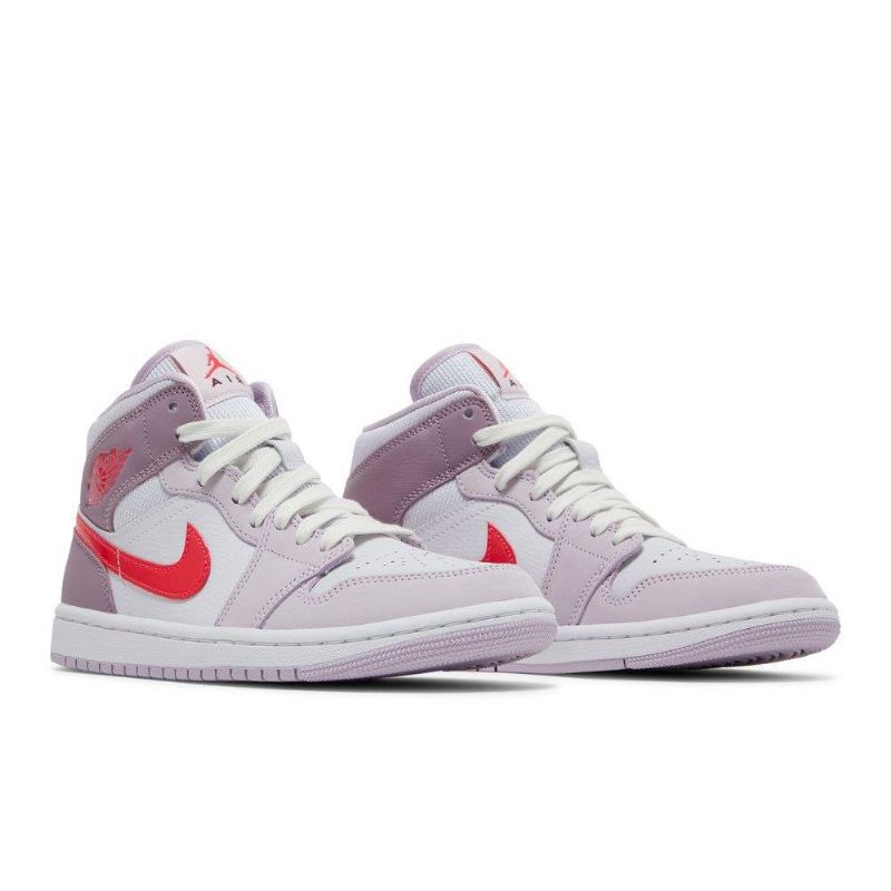 Air Jordan 1 Mid Lilla Hvit Rød Damesko