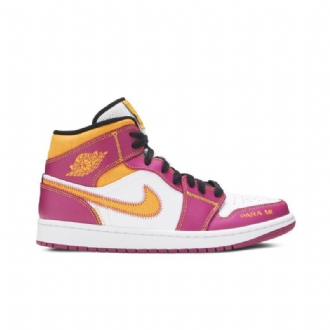 Air Jordan 1 Mid Lilla Hvitt Gull Herresko