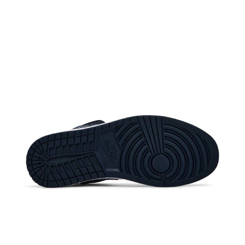Air Jordan 1 Mid Mørke Blå Hvit Svart Herresko