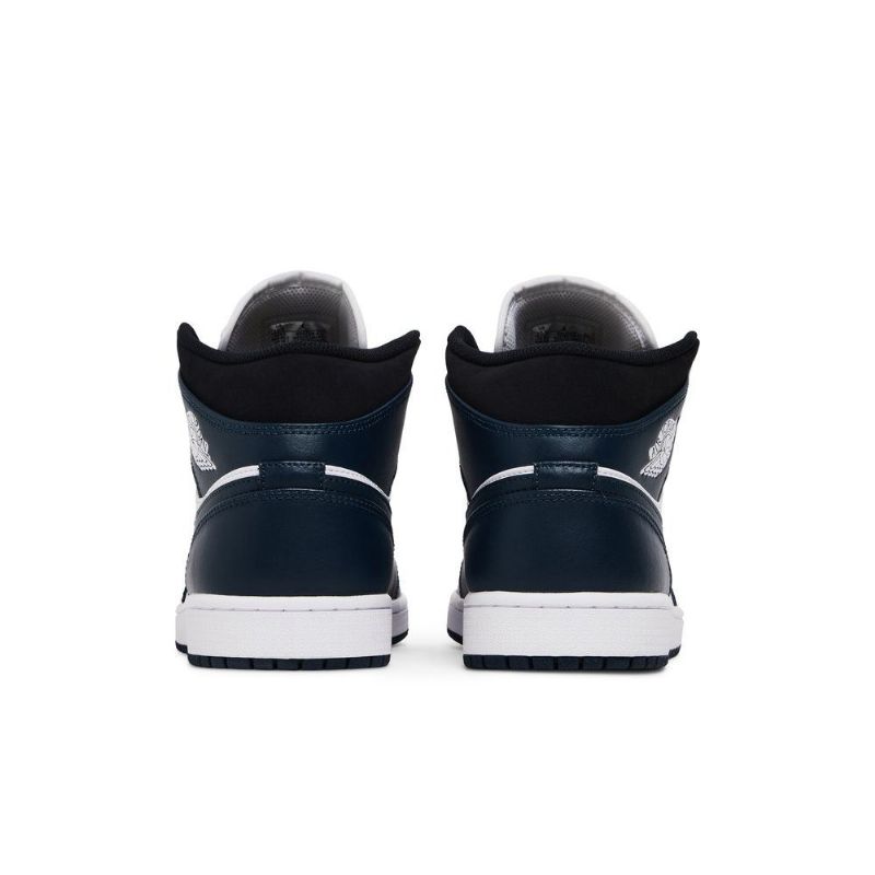 Air Jordan 1 Mid Mørke Blå Hvit Svart Herresko