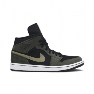 Air Jordan 1 Mid Olive Grønn Svart Damesko