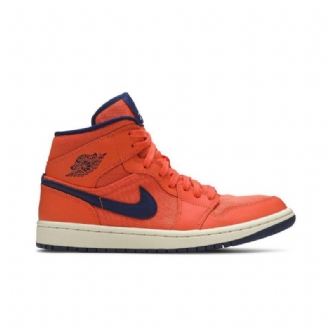 Air Jordan 1 Mid Oransje Blå Damesko