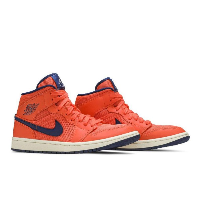 Air Jordan 1 Mid Oransje Blå Damesko