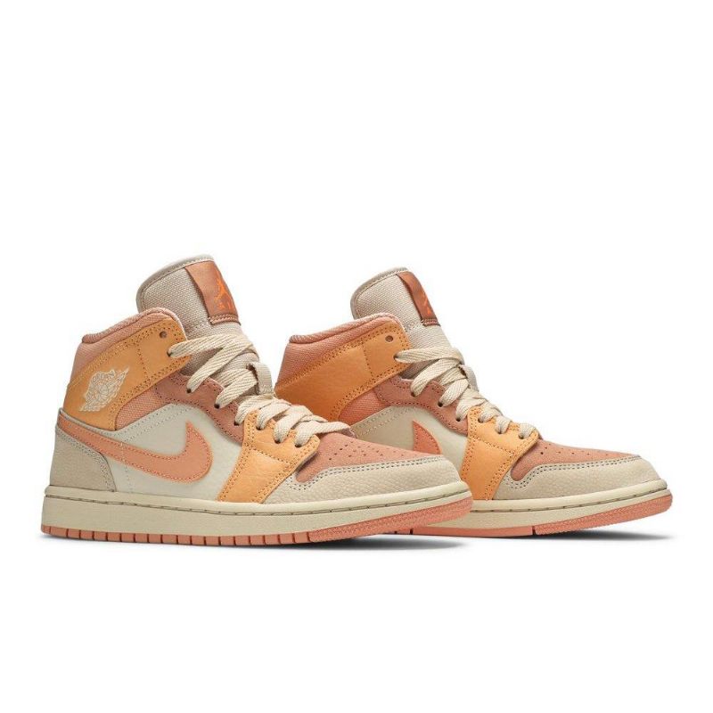 Air Jordan 1 Mid Oransje Rosa Khaki Damesko