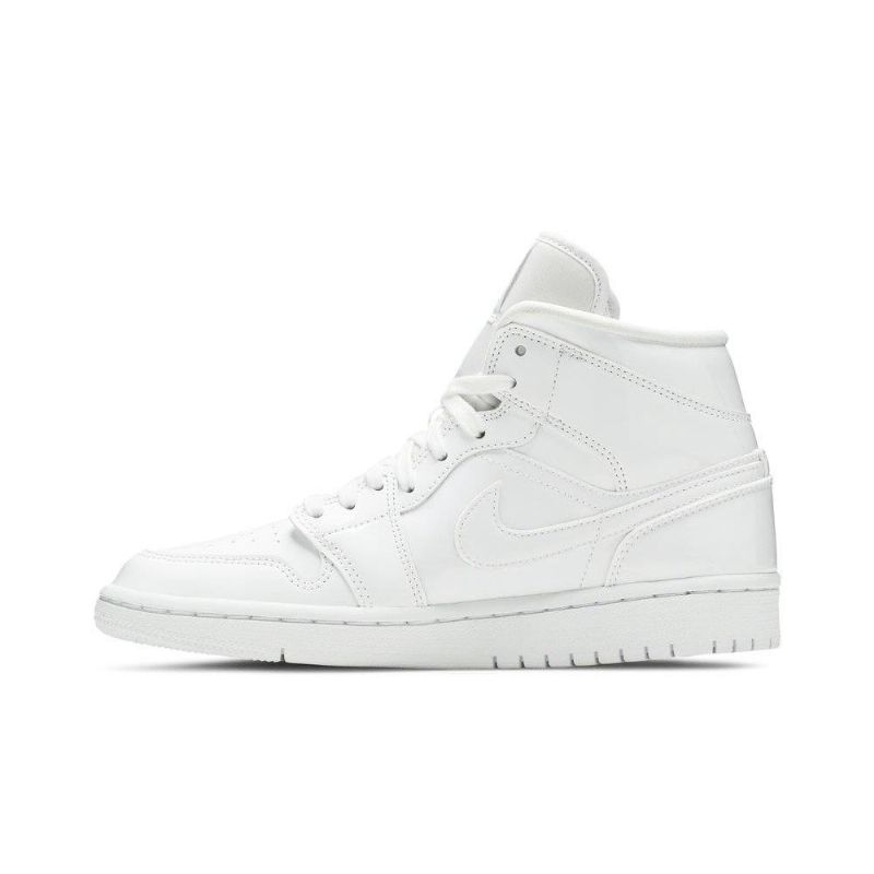 Air Jordan 1 Mid Patent Hvite Damesko